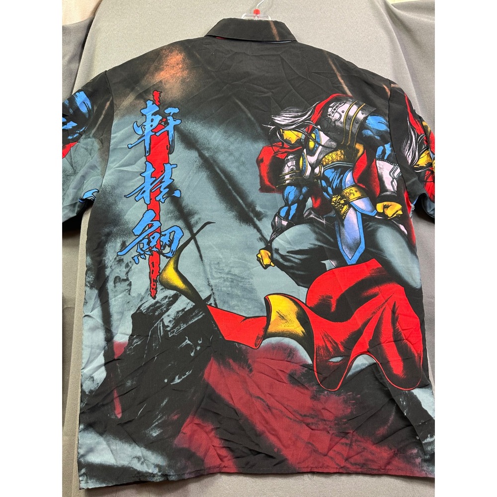 Billion Bay Men's Anime Warrior Graphic Button Down Shirt Black Red Large L - Picture 2 of 10